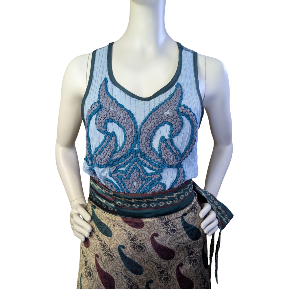 Anthropologie Dolan Boho Textured Appliqué Tank | Size Medium